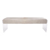 Acyrlic Solid White Upholstered Upholstered Cowhide Bench by Outpost Original