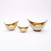 Paper mache brass bowl collection, studio view 1