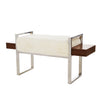 White Upholstered Shearling Sheepskin Arbor Bench by Outpost Original