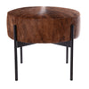 Brown Upholstered Cowhide Aria Bench In Matte Black Metal Finish Bench by Outpost Original
