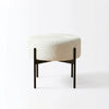 White Cowhide Aria Bench in Matte Black