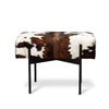Tri-Color Upholstered Cowhide Aria Bench In Matte Black Metal Finish Bench by Outpost Original