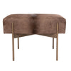 Luminous Taupe Upholstered Cowhide Aria Bench In Dull Nickel Metal Finish Bench by Outpost Original