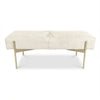 White Cowhide Aria Bench in Satin Brass