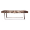 Exotic Brown Upholstered Cowhide Bellagio Bench In Pewter Bench by Outpost Original