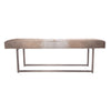 Taupe And White Upholstered Cowhide Bellagio Bench In Satin Nickel Metal Finish Bench by Outpost Original