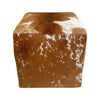 Cube Upholstered Cowhide Ottoman In Brown & White Speckle Bench by Outpost Original