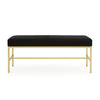 Solid Black Upholstered Cowhide Bench In Satin Brass Metal Finish Bench by Outpost Original