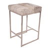 Gray White Speckle Upholstered Cowhide Barstool In Satin Nickel Metal Finish by Outpost Original