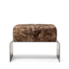 Exotic Brown Upholstered Cowhide Key West Bench In Black Chrome Metal Finish Bench by Outpost Original