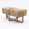 Lorelei Bench - Beige and White Cowhide, 36 Inch