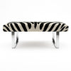 Stencil Zebra Upholstered Cowhide Miami Bench In Chrome Metal Finish Bench by Outpost Original