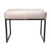 Solid White Upholstered Cowhide Bench In Matte Black Metal Finish Bench by Outpost Original