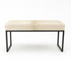 Solid White Upholstered Cowhide Bench In Matte Black Metal Finish Bench by Outpost Original