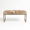 Exotic Taupe Upholstered Cowhide Bench In Dull Nickel Metal Finish Bench by Outpost Original