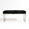 Solid Black Upholstered Cowhide Bench In Satin Nickel Metal Finish Bench by Outpost Original