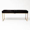 Solid Black Upholstered Cowhide Bench In Satin Brass Metal Finish Bench by Outpost Original