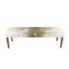 White Gray Exotic Upholstered Cowhide Wood Bench by Outpost Original