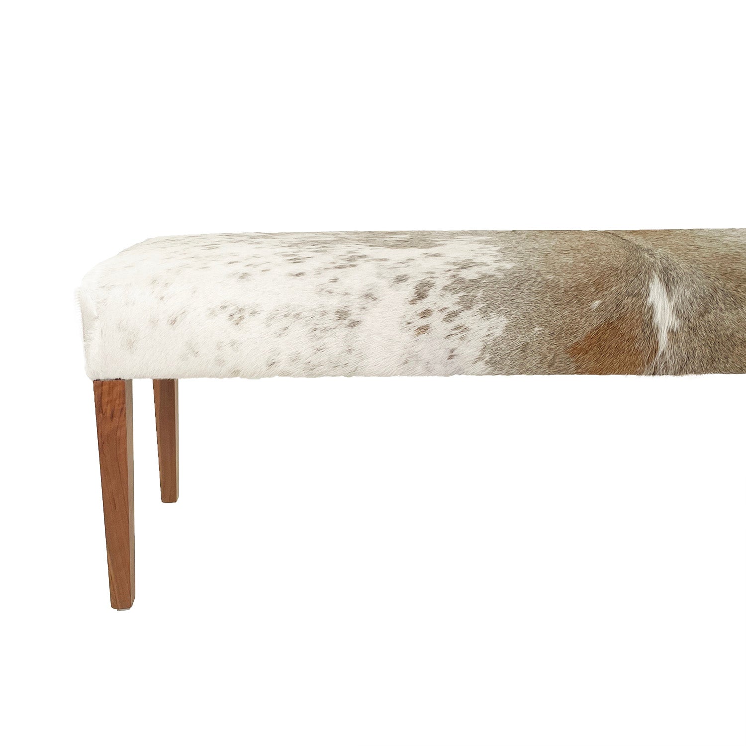 Cowhide Bench Rustic White Gray Exotic Cowhide Wood Bench - Modern Rustic Accent – Outpost ...