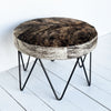 Tri-Color Round Cowhide Stool With Matte Black Hairpin Legs Bench Handcrafted With Premium Materials by Outpost Original