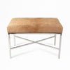 Taupe Upholstered Cowhide Metal Bench In Chrome Metal Finish Bench by Outpost Original