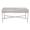 Silver Devore Metal Upholstered Cowhide Bench by Outpost Original