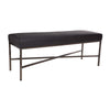 Dark Gray Upholstered Leather Metal Bench by Outpost Original