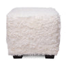 Cube Upholstered Curly Lamb Sheepskin Ottoman In White Bench by Outpost Original