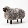 Salt and pepper Kalgan curly lamb sheep bench, three-quarter studio view