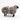 Salt and pepper Kalgan curly lamb sheep bench, alternate three-quarter studio view