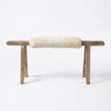 Elm Plank Bench - White Shearling Sheepskin Bolster