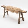 Elm Plank Bench - Camel Tibetan Lamb Pelt