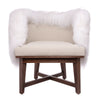 Upholstered Tibetan Lamb Sheepskin Winter Chair In Walnut Wood by Outpost Original