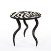 Stencil Zebra Cowhide Side Table - Kudu Horn Legs