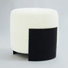 Round Shearling Ottoman with Brass Band