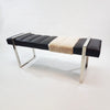 Channel Bench in Black Leather and Cream Shearling