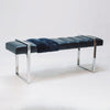 Channel Bench in Navy Leather and Navy Shearling