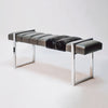 Channel Bench in Grey Leather and Black Shearling