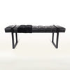 Channel Bench in Black Leather and Black Shearling