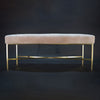 White Shearling Sheepskin Bench with Metal Legs