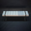 Channel Bench in White Leather and White Shearling