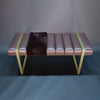 Channel Bench in Brown Leather and Dark Shearling