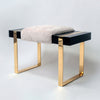Small Shearling Bench with Brass and Wood Frame