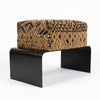 Kuba cloth Key West bench, left three-quarter view on a matte black metal base
