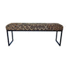 Geometric Upholstered Kuba Cloth Bench In Matte Black Metal Finish Bench by Outpost Original