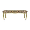 African Upholstered Kuba Cloth Bench In Satin Brass Metal Finish Bench by Outpost Original