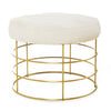 Upholstered Kid Plate Goatskin Mara Ottoman In White Bench by Outpost Original