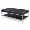 Navy Leather Coffee Table - Satin Brass
