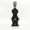 Black Cowrie-hat African Namji doll 18.5 in — handmade Cameroon beaded figurine