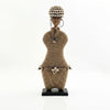 Gold Cowrie-hat African Namji doll 18.5 in — handmade Cameroon beaded figurine